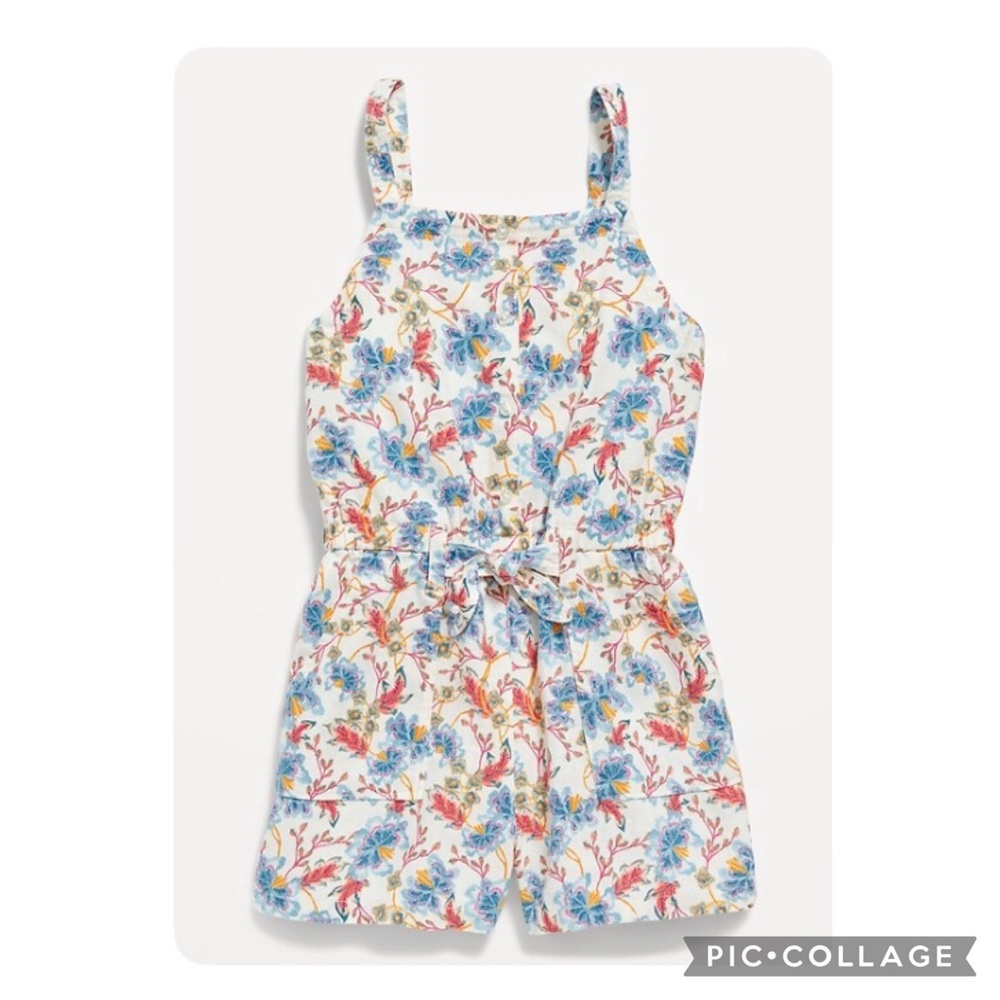 NEW! Old Navy Sleeveless Tie-Front Linen-Blend Utility Romper